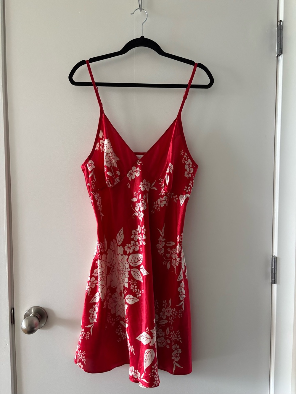 Cacique Red Slip Dress with White Floral Motif